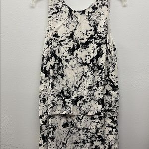 White and Black Splatter Paint Print Dress